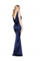 Sleeveless Dark Navy Halter Neck Low Back Stretch Satin Sheath Formal Evening Gown / Prom Dress / Bridesmaid Dress Brighton
