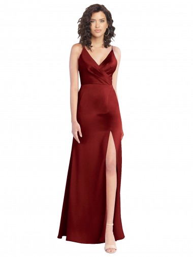 Sleeveless V-Neck V-Back Stretch Satin A-Line Formal Dress / Bridesmaid Dress Brighton