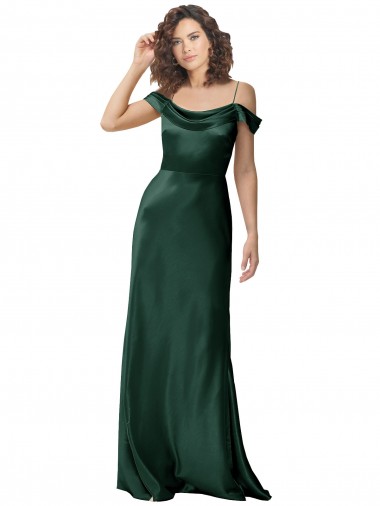 Sleeveless Off the Shoulder V-Back Stretch Satin A-Line Formal Evening Gown / Prom Dress / Bridesmaid Dress Brighton