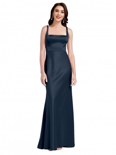 Sleeveless Square Neck Low Back Stretch Satin A-Line Formal Evening Gown / Prom Dress / Bridesmaid Dress Brighton