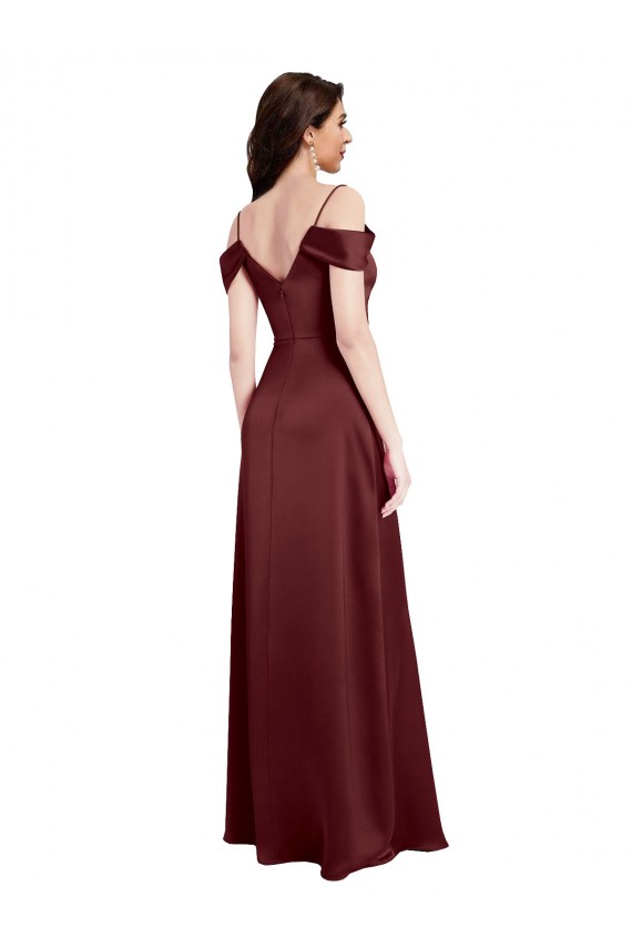 Sleeveless Off the Shoulder Stretch Satin A-Line Formal Dress / Bridesmaid Dress Brighton