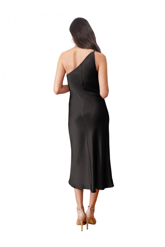 Sleeveless One Shoulder Stretch Satin Sheath Black Tie Evening Dress / Prom Dress / Bridesmaid Dress Brighton