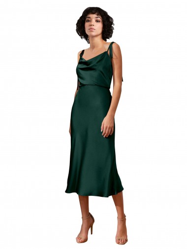 Sleeveless Cowl Neck Stretch Satin Sheath Black Tie Evening Gown / Prom Dress / Bridesmaid Dress Brighton