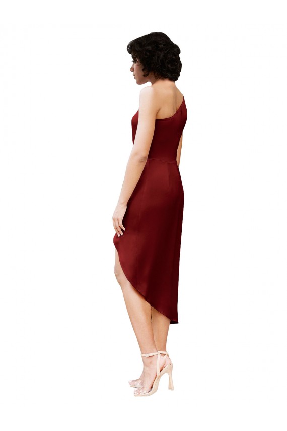 Sleeveless One Shoulder Stretch Satin Sheath Black Tie Evening Gown / Prom Dress / Bridesmaid Dress Brighton