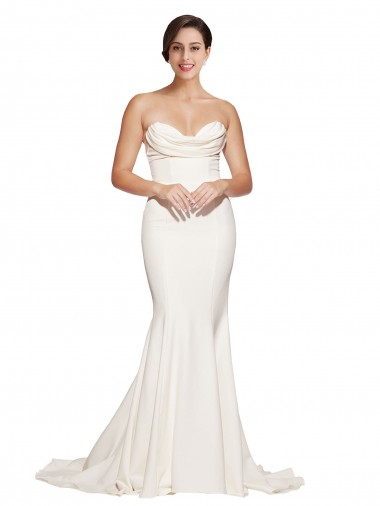 Sleeveless Cowl Neck Low Back Stretch Satin Mermaid Prom Dress / Bridesmaid Dress Brighton