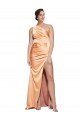 Sleeveless One Shoulder Criss Cross Open Back Stretch Satin Sheath Formal Evening Gown / Prom Dress / Bridesmaid Dress Brighton