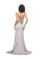 Sleeveless High Neck Low Back Stretch Satin A-Line Formal Evening Gown / Prom Dress / Bridesmaid Dress Brighton