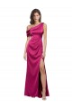 Sleeveless One Shoulder Stretch Satin A-Line Bridesmaid Dress / Evening Dress Brighton