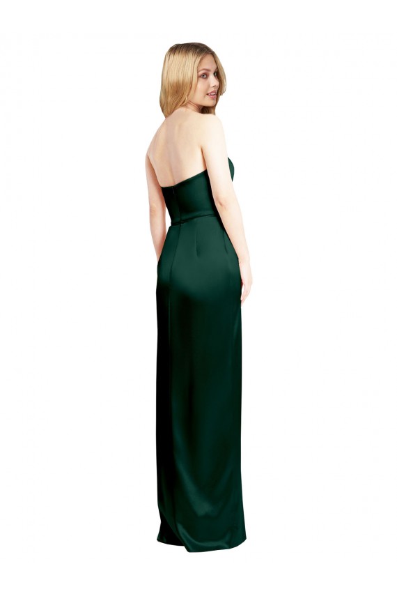 Sleeveless Hunter Scoop Neck Stretch Satin A-Line Formal Evening Gown / Prom Dress / Bridesmaid Dress Brighton