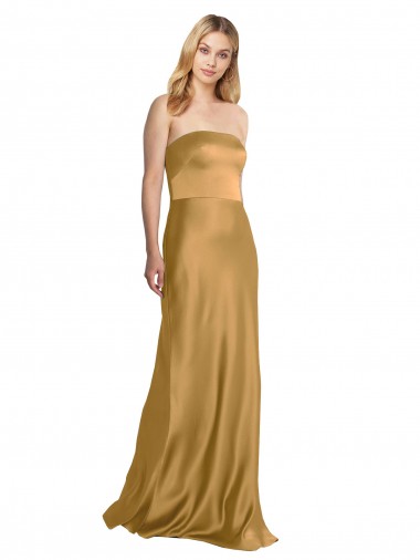 Sleeveless Strapless Stretch Satin A-Line Formal Evening Gown / Prom Dress / Bridesmaid Dress Brighton