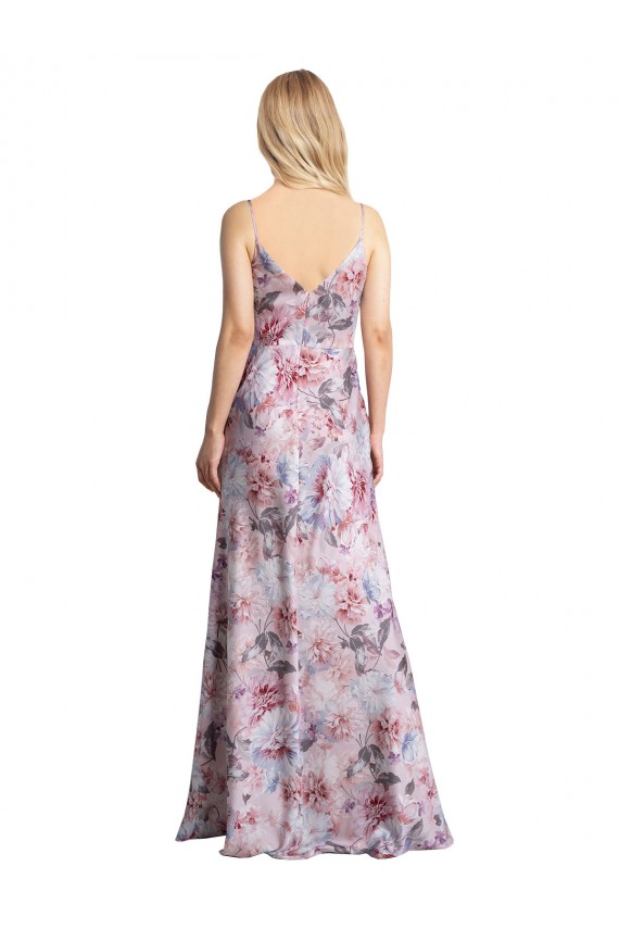 Sleeveless Cowl Neck Stretch Satin & Floral A-Line Formal Evening Gown / Bridesmaid Dress Brighton