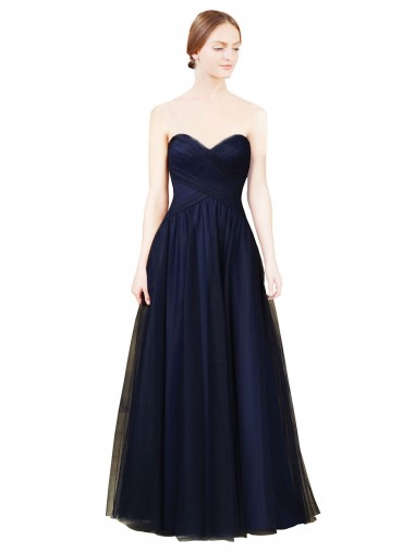 Sleeveless Dark Navy Sweetheart Tulle A-Line Bridesmaid Dress / Evening Dress Brighton