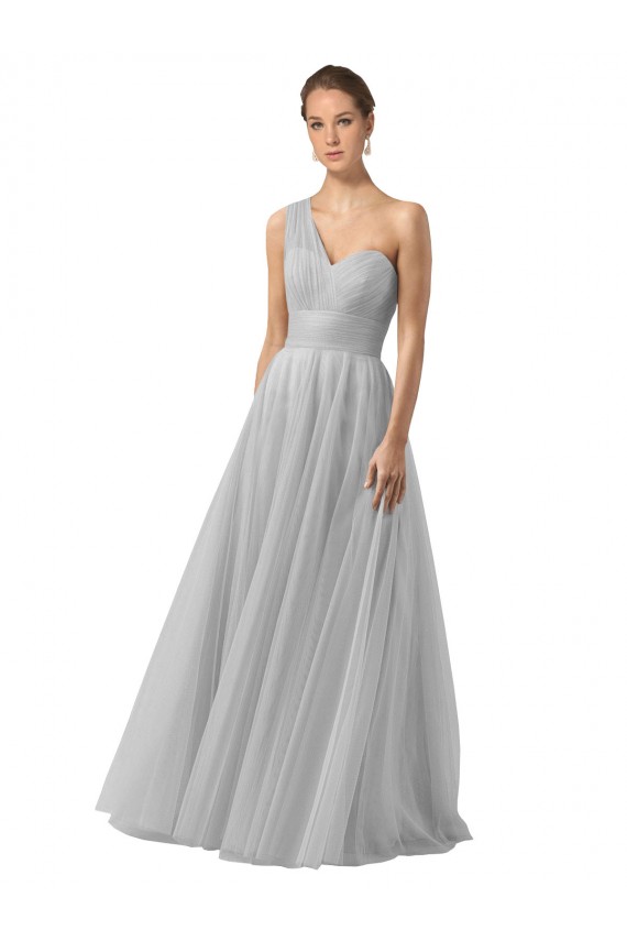 Sleeveless One Shoulder Tulle A-Line Bridesmaid Gown Brighton