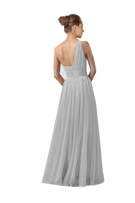 Sleeveless One Shoulder Tulle A-Line Bridesmaid Gown Brighton