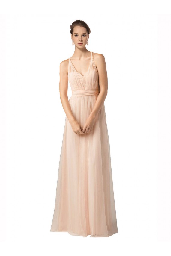 Sleeveless Nude Sweetheart Tulle A-Line Bridesmaid Dress / Evening Dress Brighton