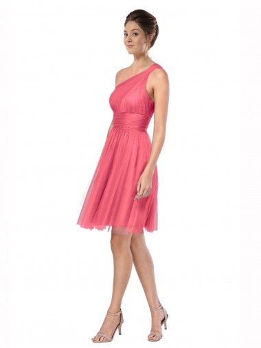Sleeveless Watermelon One Shoulder Tulle A-Line Bridesmaid Dress Brighton