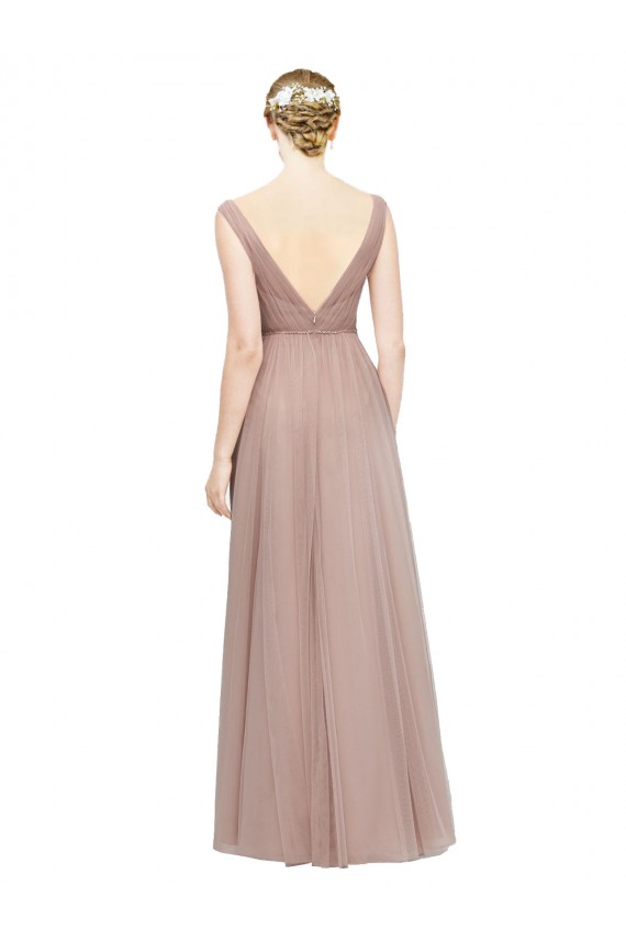 Sleeveless Blush V-Neck Tulle A-Line Bridesmaid Dress Brighton