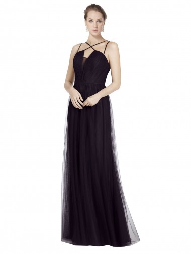 Sleeveless Spaghetti Straps Tulle A-Line Bridesmaid Gown Brighton