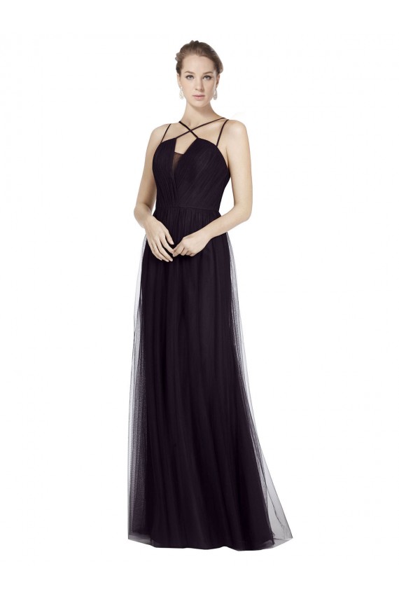 Sleeveless Spaghetti Straps Tulle A-Line Bridesmaid Gown Brighton