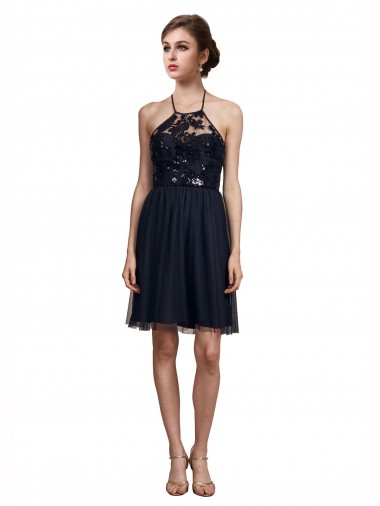 Sleeveless Halter Neck Tulle A-Line Bridesmaid Gown Brighton