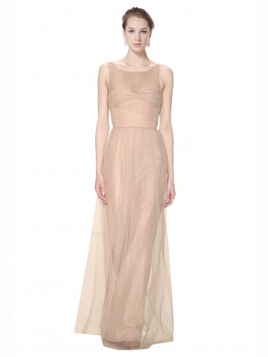 Sleeveless Illusion Neck Tulle Sheath Bridesmaid Dress Brighton