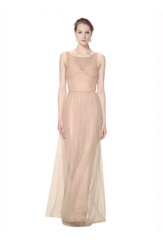 Sleeveless Illusion Neck Tulle Sheath Bridesmaid Dress Brighton