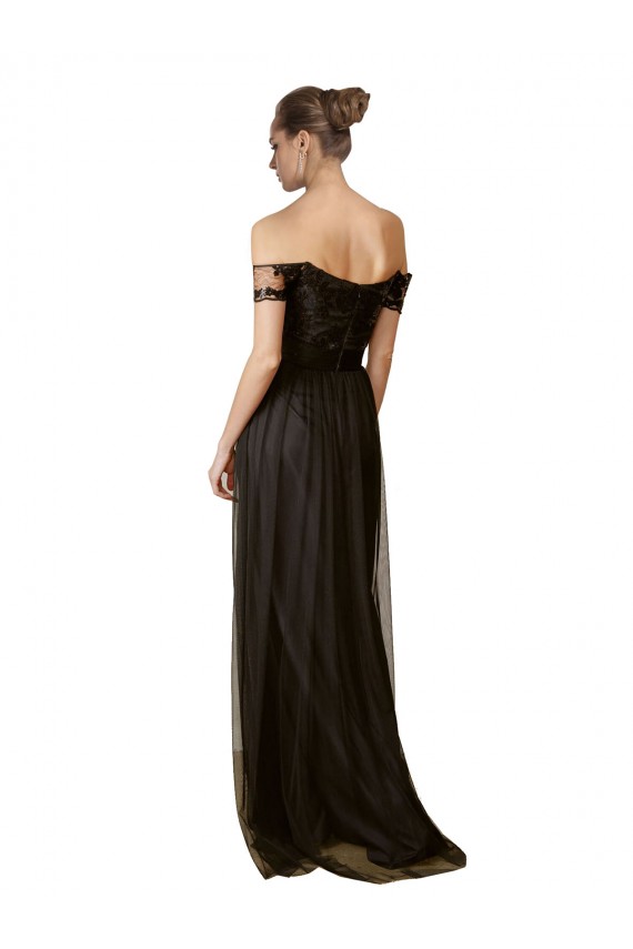 Sleeveless Off the Shoulder Tulle & Sequin A-Line Bridesmaid Dress Brighton
