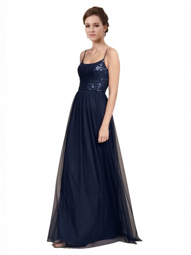 Sleeveless Spaghetti Straps Tulle & Lace A-Line Bridesmaid Dress Brighton
