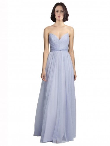 Sleeveless Lilac Spaghetti Straps Tulle A-Line Bridesmaid Dress Brighton