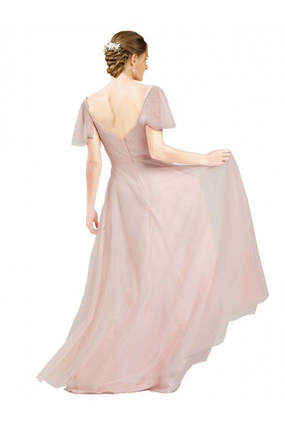 Flutter Sleeves V-Neck Tulle A-Line Formal Dress / Bridesmaid Dress Brighton