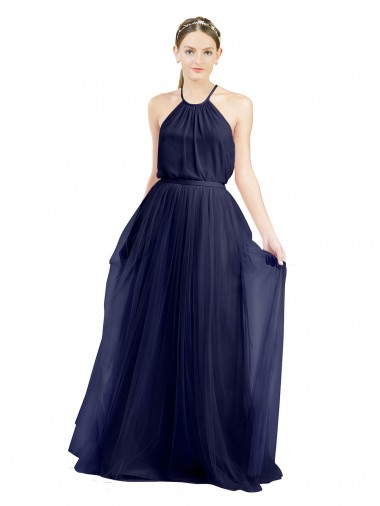 Sleeveless Halter Neck Tulle A-Line Semi Formal Evening Dress / Bridesmaid Dress Brighton