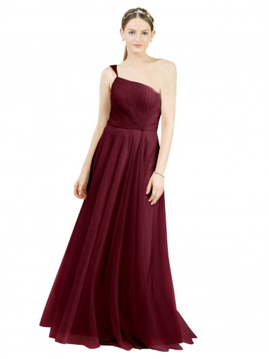Sleeveless One Shoulder Tulle A-Line Semi Formal Evening Dress / Bridesmaid Dress Brighton