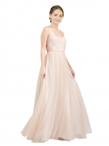 Sleeveless Scoop Neck Open Back Tulle A-Line Semi Formal Evening Dress / Bridesmaid Dress Brighton