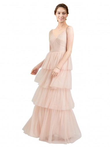 Sleeveless V-Neck Tulle A-Line Semi Formal Evening Dress / Bridesmaid Dress Brighton
