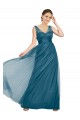 Sleeveless Teal Green V-Neck V-Back Tulle A-Line Bridesmaid Dress Brighton