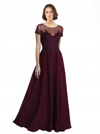 Cap Sleeves Jewel Neck Tulle & Soft Chiffon A-Line Bridesmaid Dress Brighton
