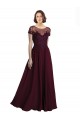 Cap Sleeves Jewel Neck Tulle & Soft Chiffon A-Line Bridesmaid Dress Brighton