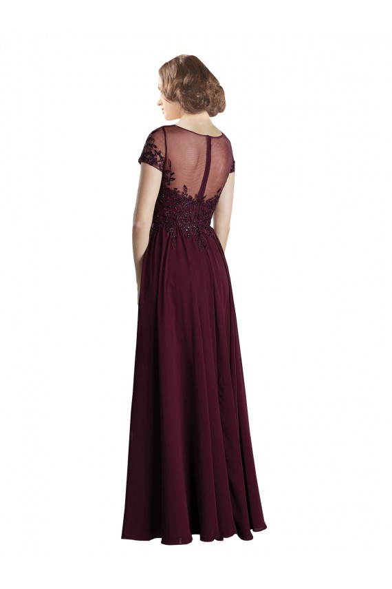Cap Sleeves Jewel Neck Tulle & Soft Chiffon A-Line Bridesmaid Dress Brighton