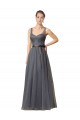 Sleeveless Slate Grey Sweetheart V-Back Tulle A-Line Formal Dress / Bridesmaid Dress Brighton