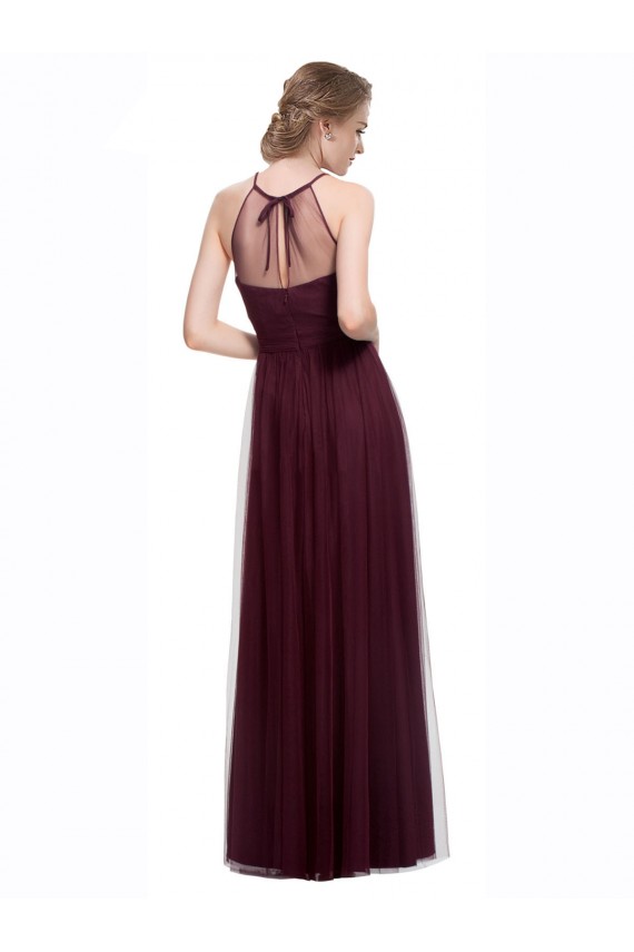 Sleeveless Red Halter Neck Tulle A-Line Bridesmaid Dress Brighton