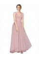 Sleeveless Pink V-Neck V-Back Tulle A-Line Bridesmaid Dress Brighton