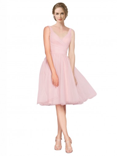 Sleeveless V-Neck Tulle A-Line Bridesmaid Gown Brighton
