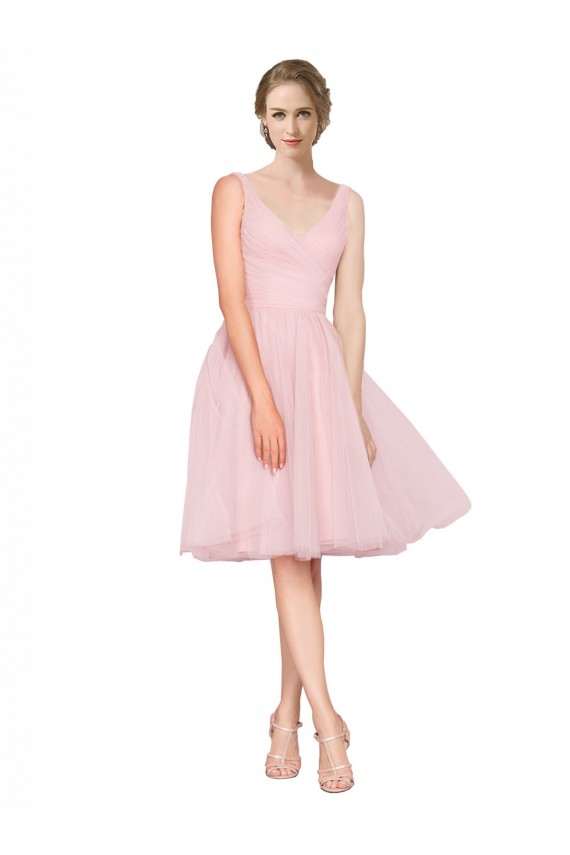Sleeveless V-Neck Tulle A-Line Bridesmaid Gown Brighton