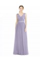 Sleeveless Lilac V-Neck V-Back Tulle A-Line Bridesmaid Dress Brighton