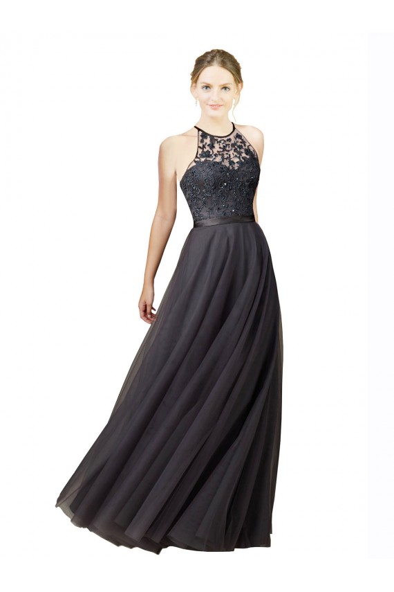 Sleeveless Sweetheart Criss Cross Back Tulle & Lace A-Line Bridesmaid Dress Brighton