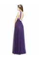 Sleeveless Purple Spaghetti Straps Open Back Tulle A-Line Bridesmaid Dress Brighton