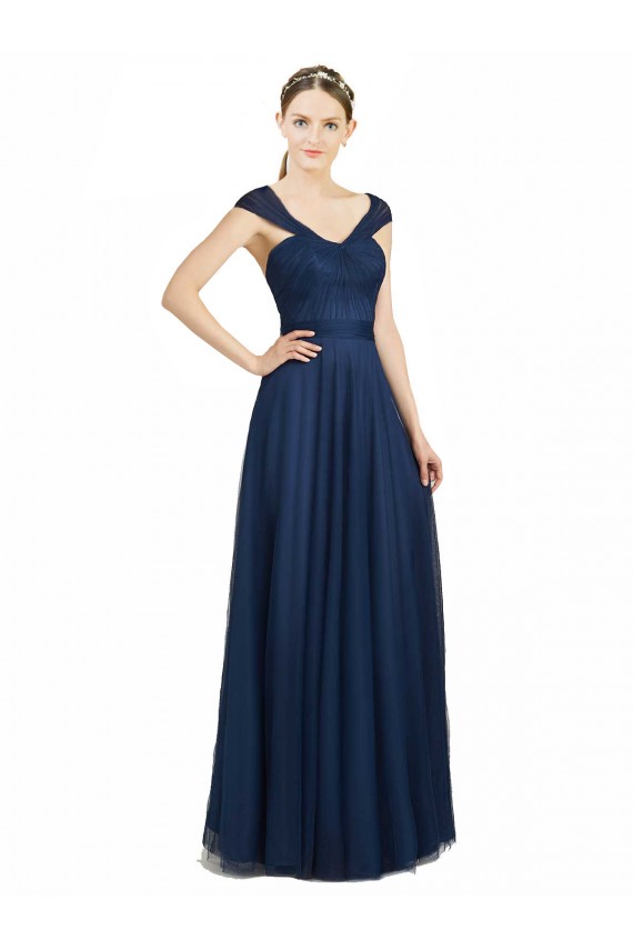 Sleeveless V-Neck Open Back Tulle A-Line Bridesmaid Dress Brighton