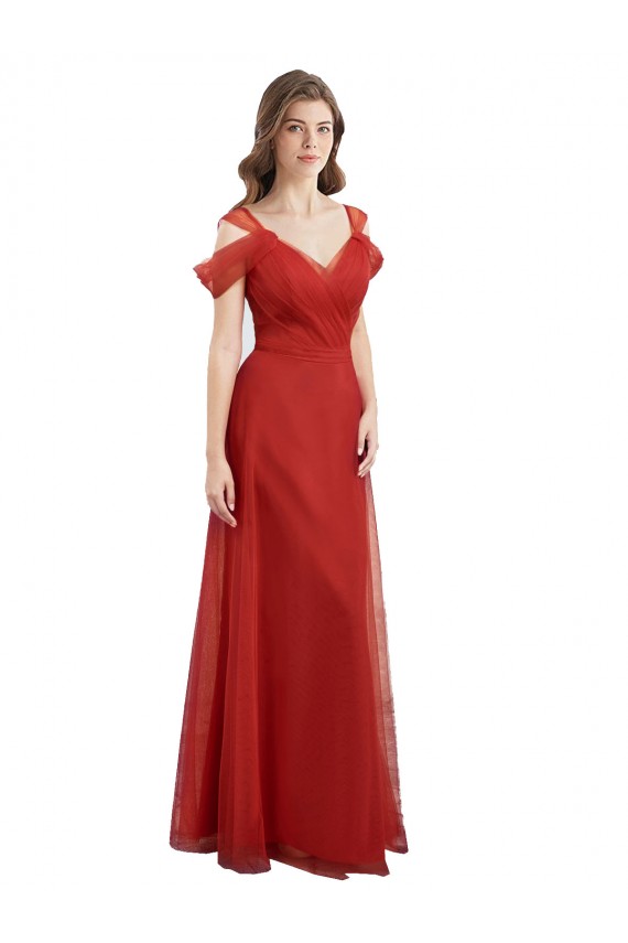 Cold Shoulder Sweetheart Low Back Tulle A-Line Formal Dress / Bridesmaid Dress Brighton