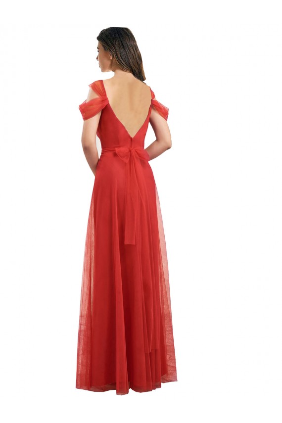 Cold Shoulder Sweetheart Low Back Tulle A-Line Formal Dress / Bridesmaid Dress Brighton