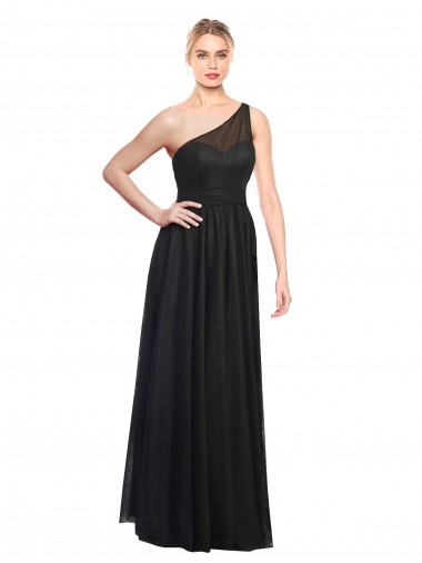 Sleeveless One Shoulder Tulle A-Line Bridesmaid Dress / Evening Dress Brighton